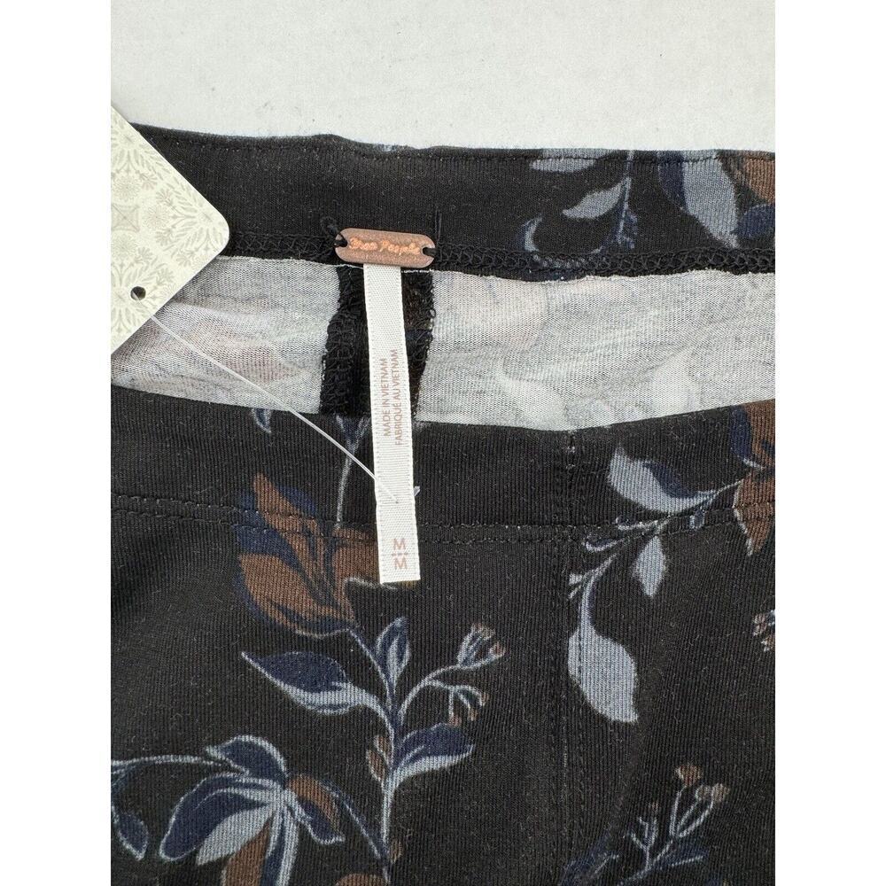 Free People Maxi Dress Black Side Slit Size M Short Sleeve Grunge Witchy Floral‌ - Picture 10 of 16